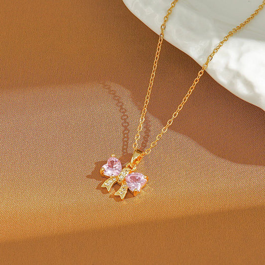 Dreamy Pink Bow Necklace