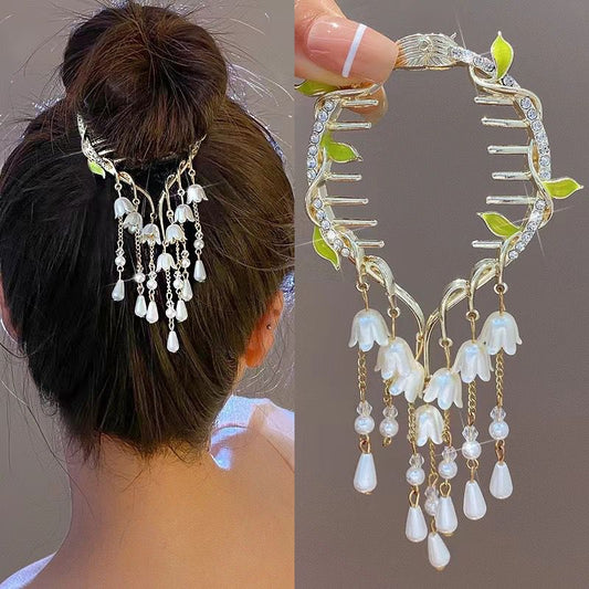 Flower waterfall Hair Bun Claw