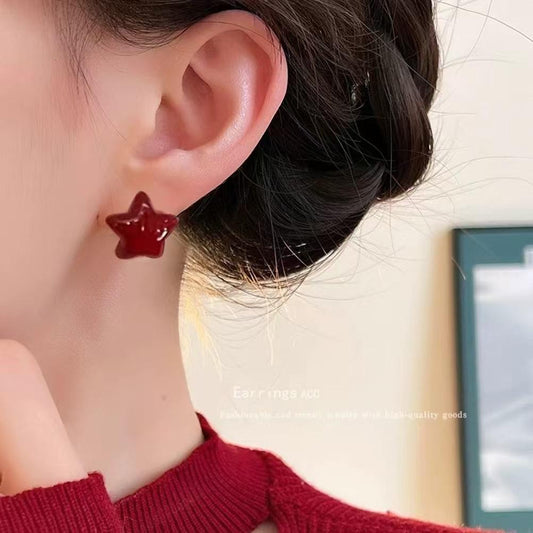I’m Star Staement Earrings- Cherry red