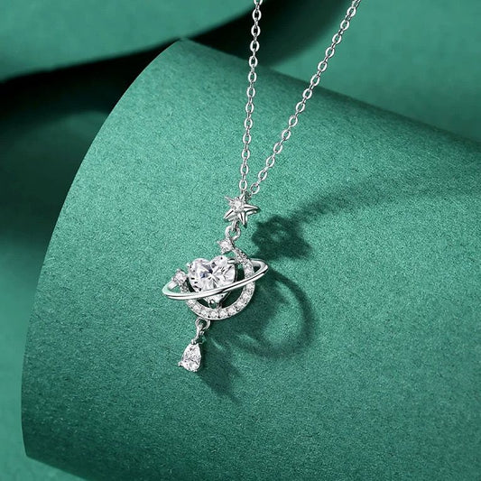 Saturn lite Necklace- silver