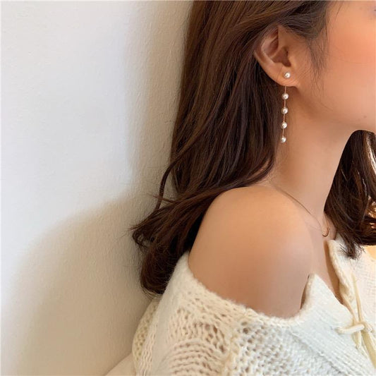 Pearl Tassel Drop Earrings
