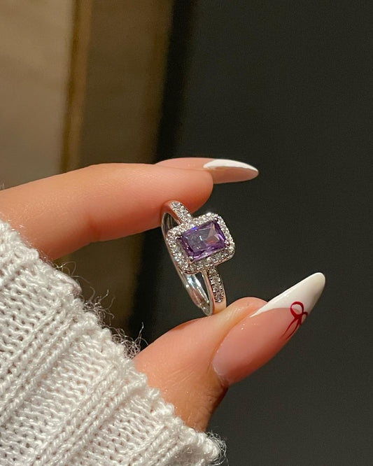 Rectangular cut Ring- purple