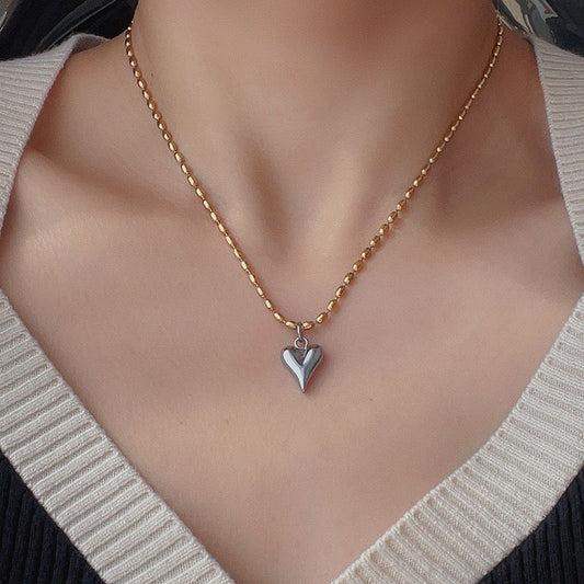 Silver meets Gold Heart Necklace