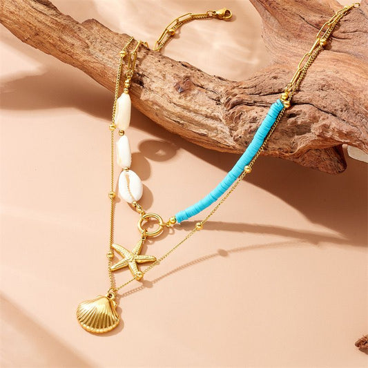 Blue Beaded Malibu Necklace