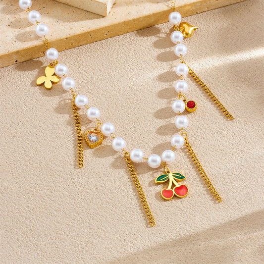 Cherry on Top Pearl Necklace