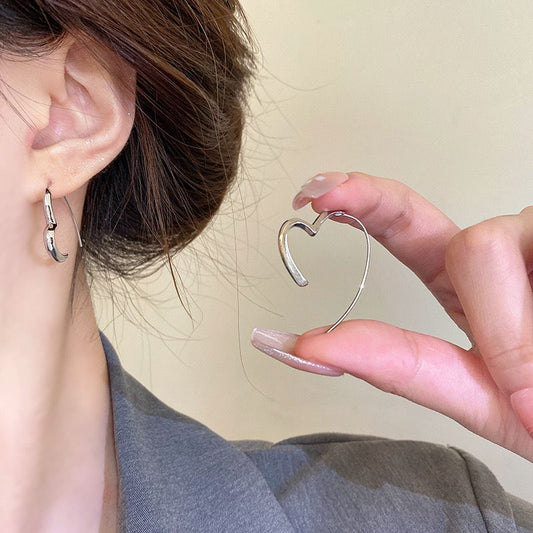 Silver Heart Hoop Earrings