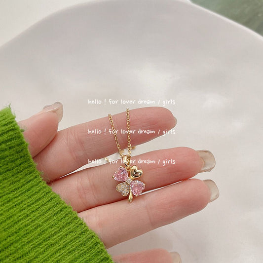 Pink perfection clover Necklace