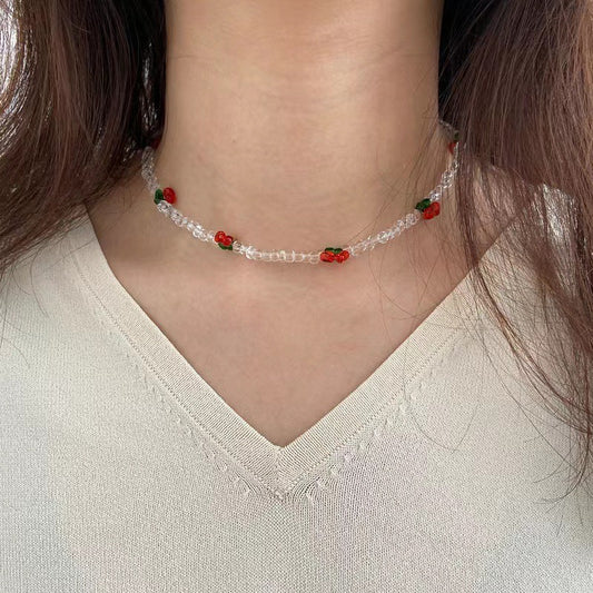 Cherry Necklace- white