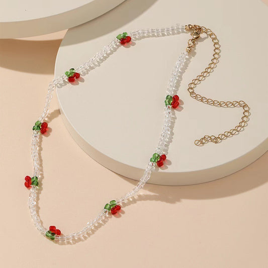 Cherry Necklace- white
