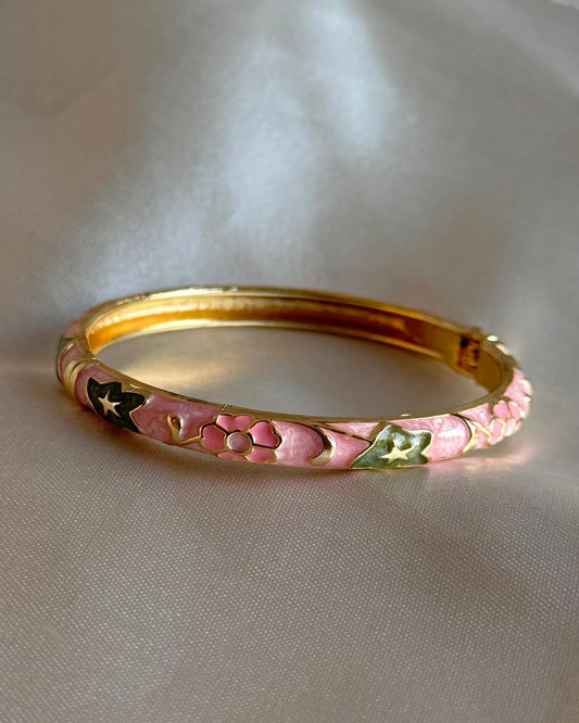 Minted Rose Enamel Bangle