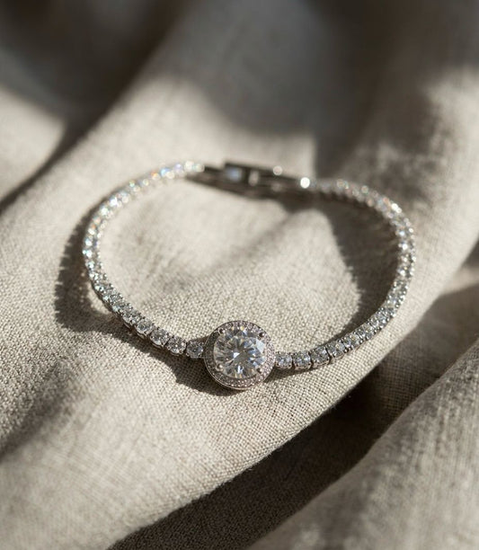 Silver Glazed Rhinestone Bracelet