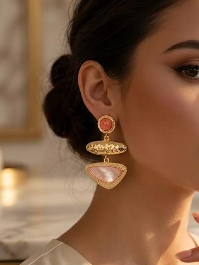 Solstice Coral Abstract Drop Earrings