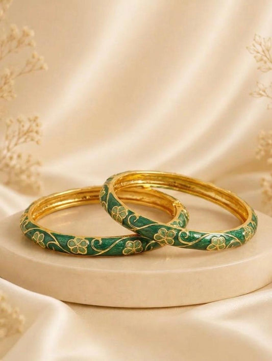 Emerald Enchant Enamel Bangle ( pack of 2pcs )