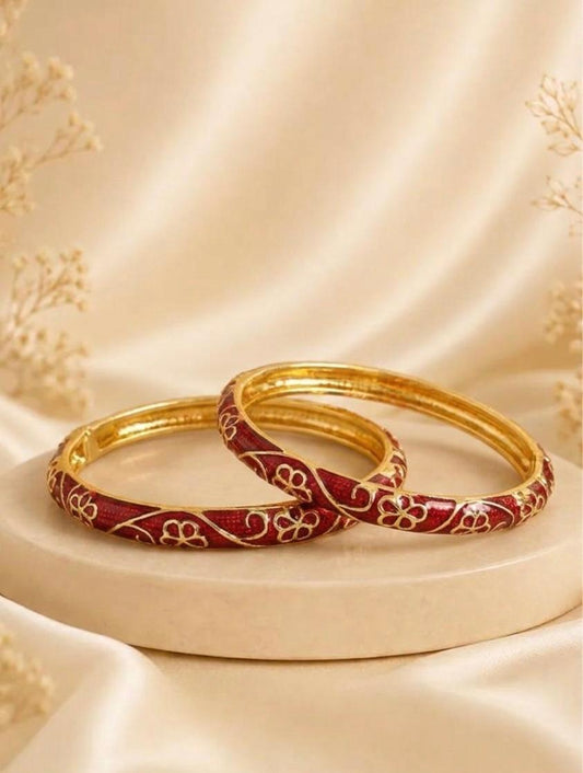 Deep red Duchess Enamel Bangle ( pack of 2pcs )