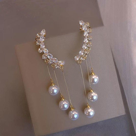 KOREAN LUXURY PEARL DROP EARCUFF (PAIR)