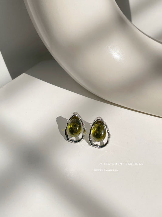 Korean Statement Crystal Drop Earrings - green