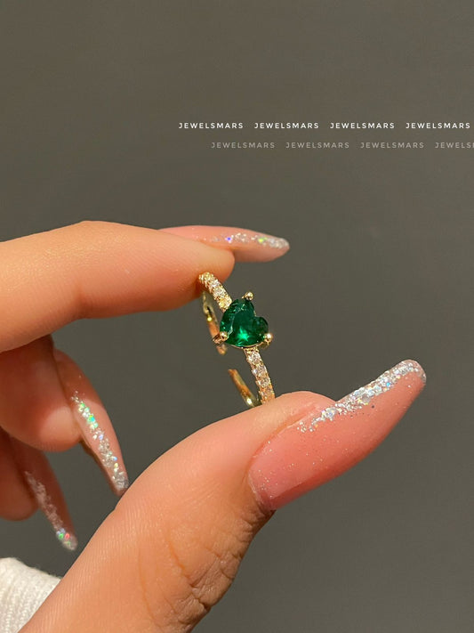 Lucy Heart Ring - green