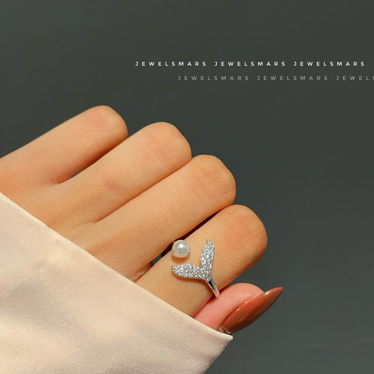 MERMAID & PEARL ADJUSTABLE RING (anti tarnish)