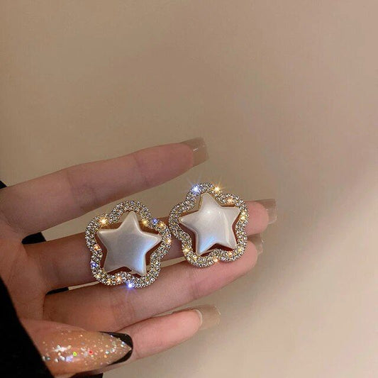 Premium Star Pearl Stud Korean Earrings