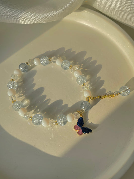 Dreamy butterfly bracelet - grey & white