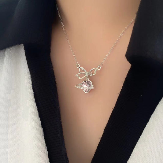 Bow Girlie Necklace- pink