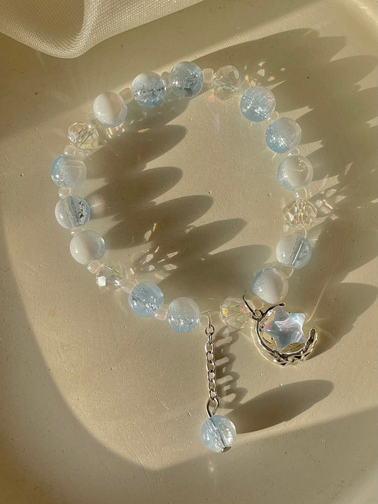 Moon Star Bracelet- soft blue