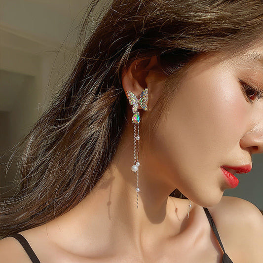 Korean Luxury Butterfly Earrings (white) - can be worn in multiple ways