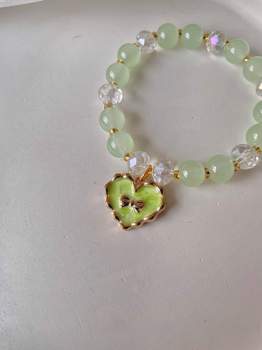 Heart of Bow Bracelet- green