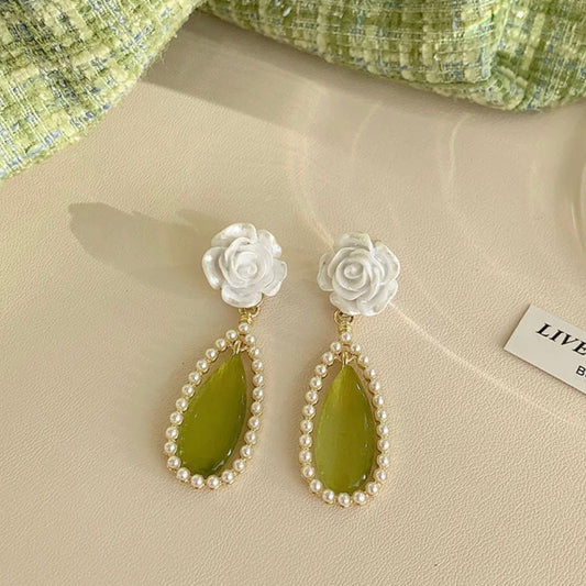 Floral Fantasy Earrings- green