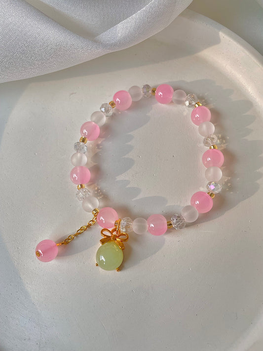 Crystal Bow Bracelet- pink