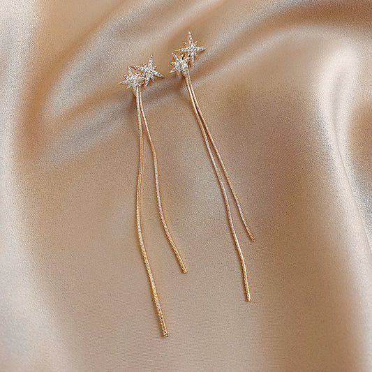 STAR TASSEL DROP EARRINGS - can be worn in multiple ways