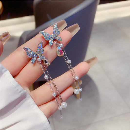 Korean Luxury Butterfly Earrings (white) - can be worn in multiple ways