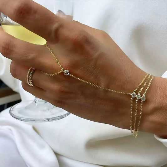 Rhinestone-Halo Hand Jewellery