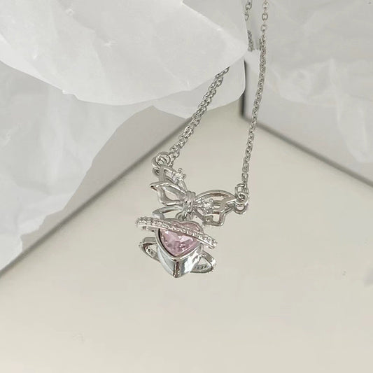 Bow Girlie Necklace- pink