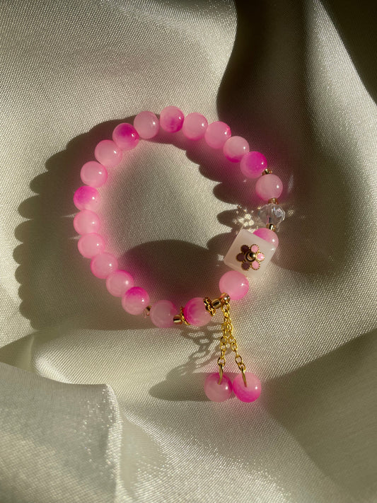 I’m just a girl! Pink beaded bracelet