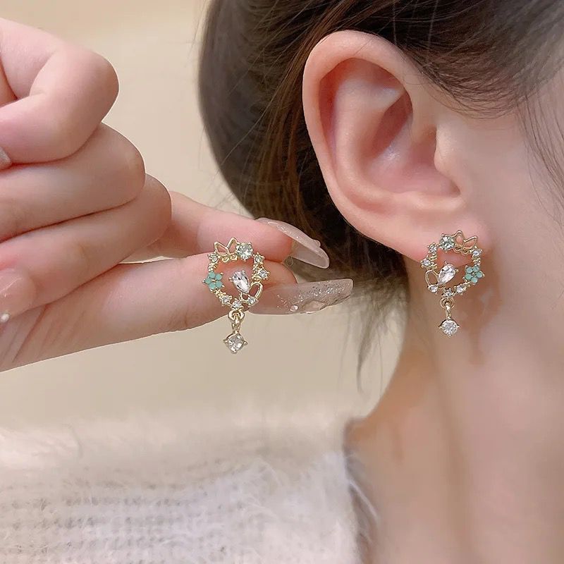 Dainty 2 Marquise Cz Flower Shaped Stud Earrings Available in 5 Different  Colors - Etsy