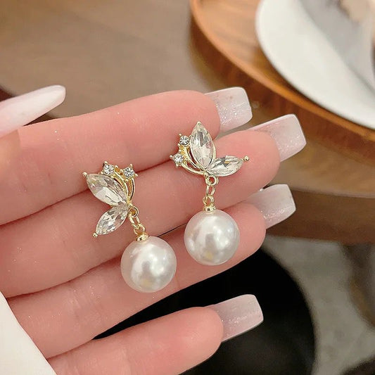 Butterfly Pearl Drop Earrings