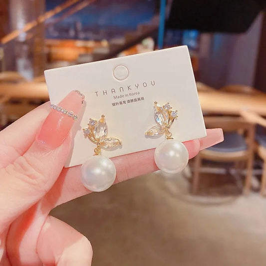 Butterfly Pearl Drop Earrings