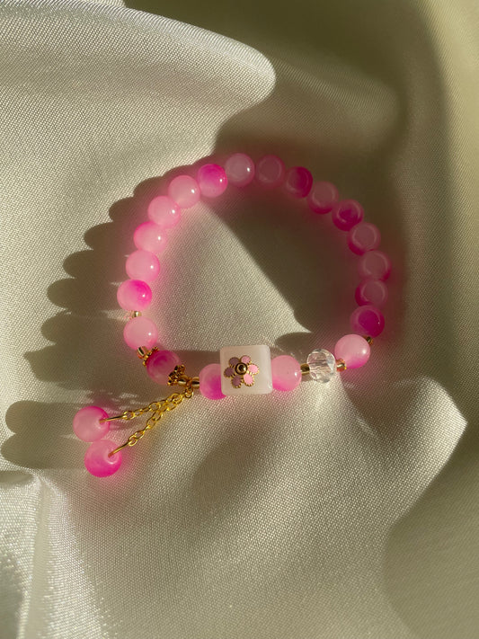 I’m just a girl! Pink beaded bracelet