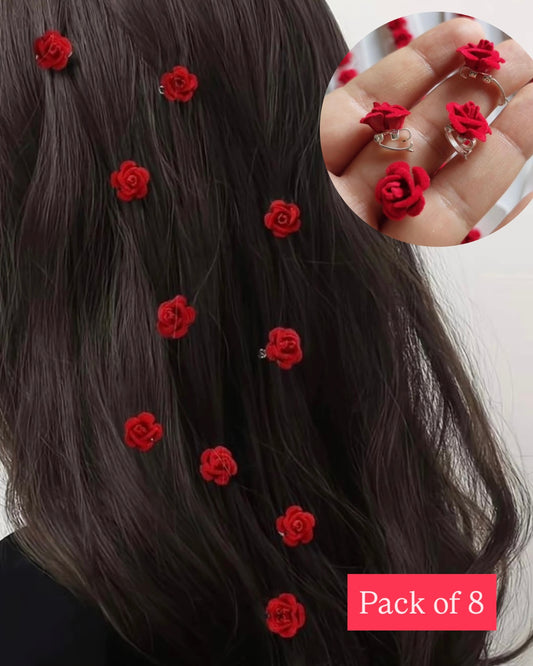 Crimson Muse Rose hair pins (pack of 8)