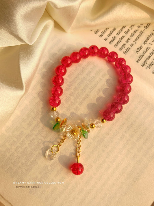 Dreamy Floral Bracelet- red