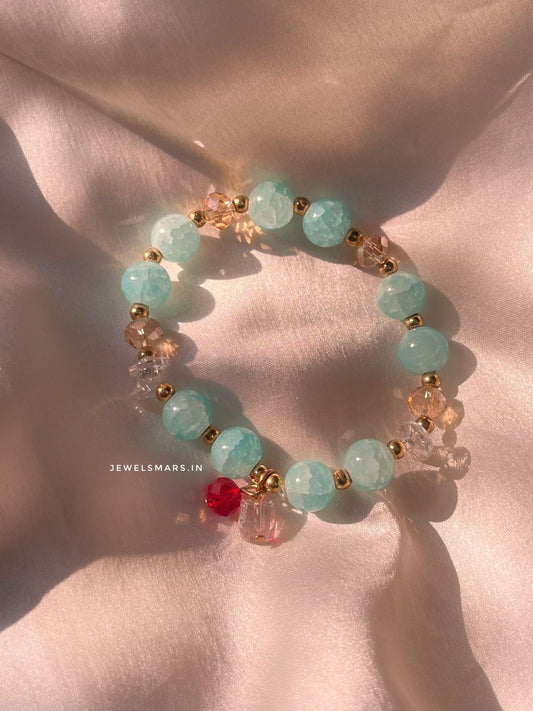 Dreamy Teal Blue Beads Bracelet