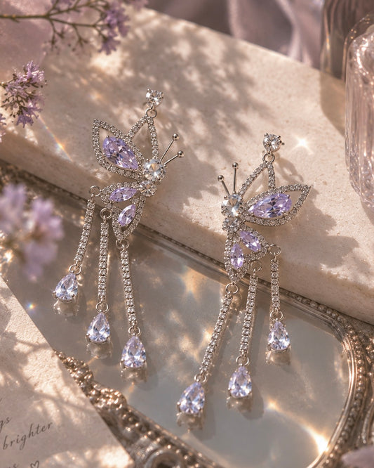 Seraphina Dangling Rhinestone Strand Earrings