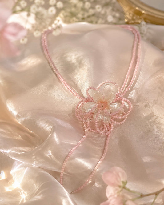 Orchird Whimsy Pink Beaded Necklace