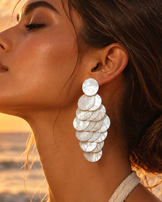Iridescent Layered Shell Earrings