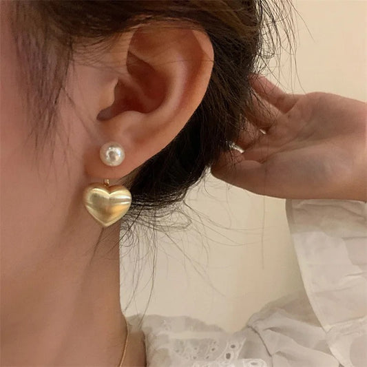 Heart Earjacket Earrings- golden