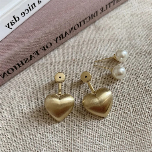 Heart Earjacket Earrings- golden