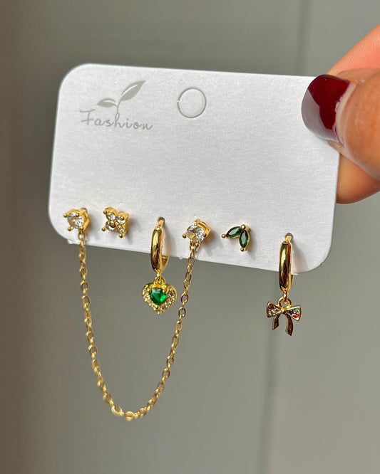 Love of Emerald Piercing Earrings Combo