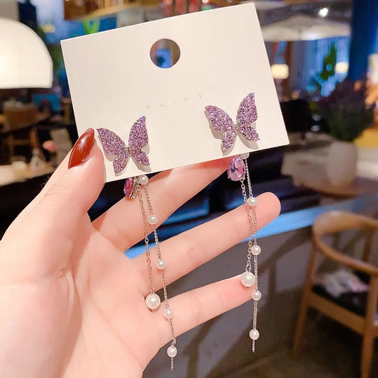 Luxury butterfly Earrings- lilac