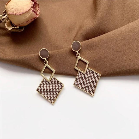 Korean Plaid Statement Earrings